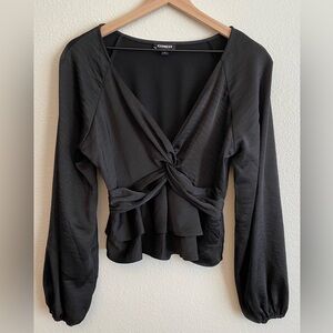 Express Black Twist-Front Blouse